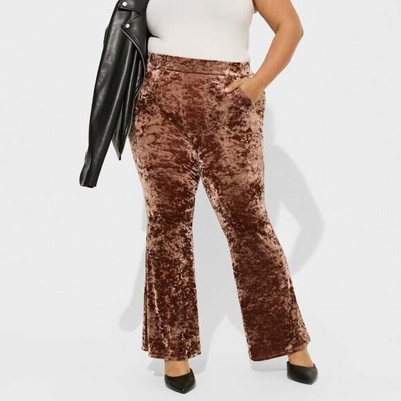 ❤️NWT VINTAGE TORRID VELVET FLARE LEGGING - ROOT BEER - POCKETS PLUS SIZE - Picture 1 of 14
